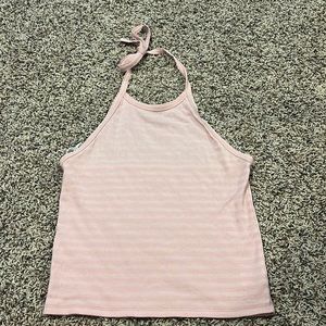 American eagle pink and white halter top size M